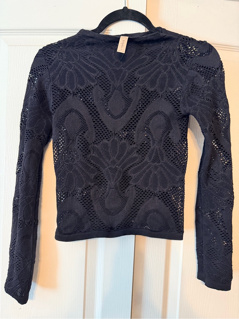 By Together Black Crochet Long Sleeve Top